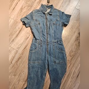Nwt Women's Blue Denim Jumpsuit